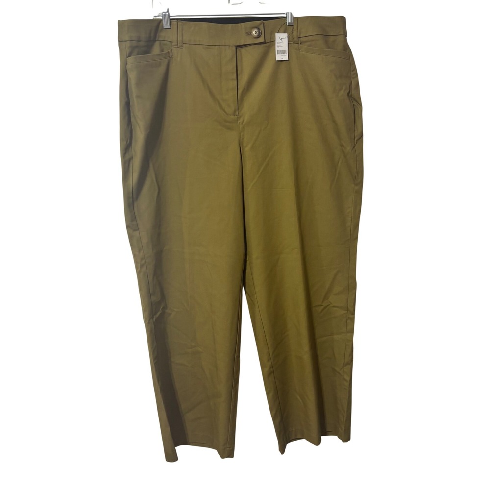 Lane Bryant Womens Plus Size 20  Khaki Straight Leg Stretch Trousers NWT‎